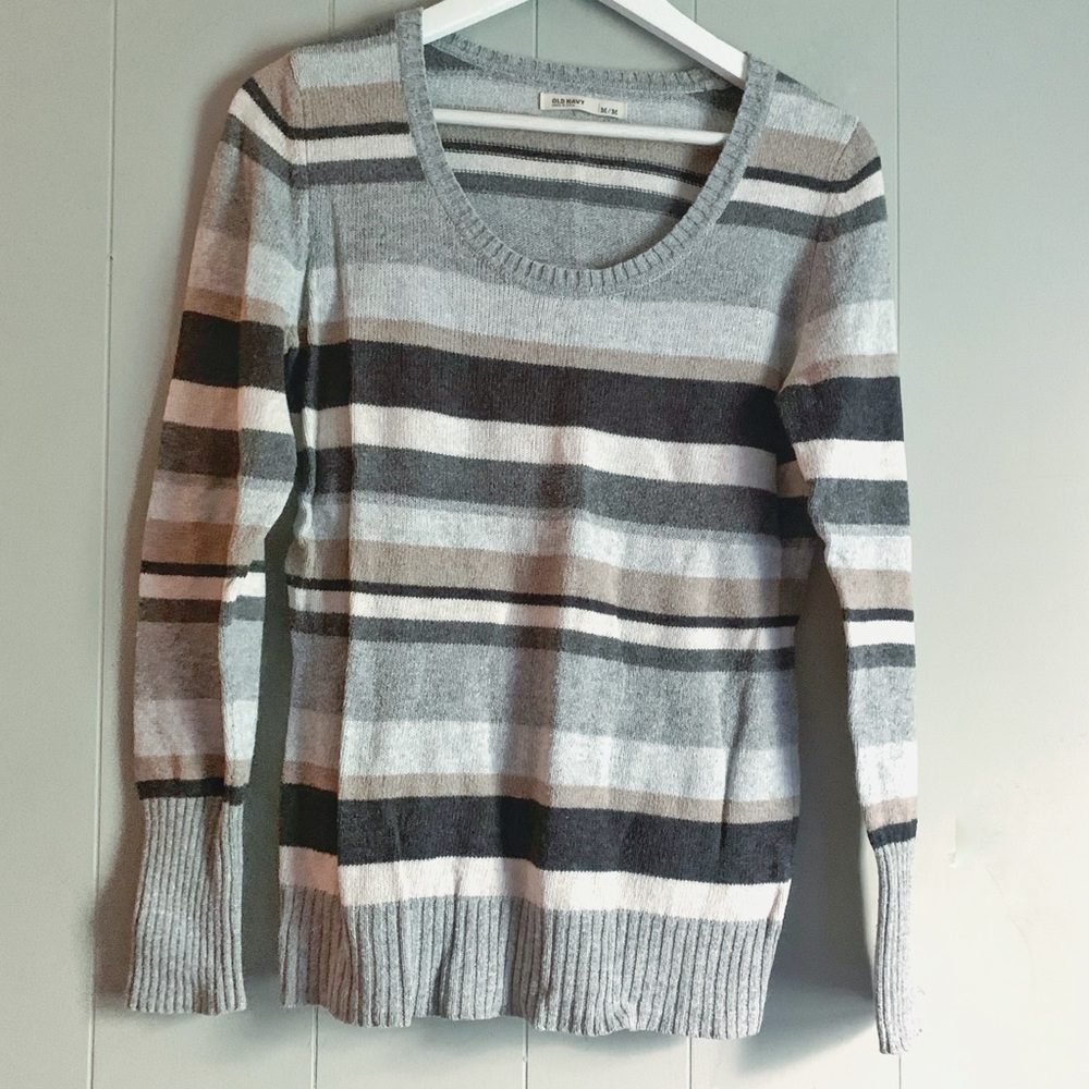Old Navy Vintage Y2K Gray Stripe Sweater M